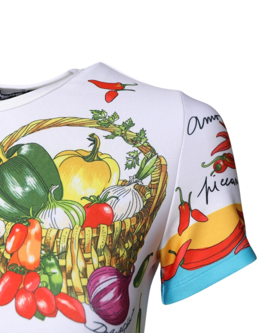 Dolce & Gabbana Multicolor Print Short Sleeves Cropped Top