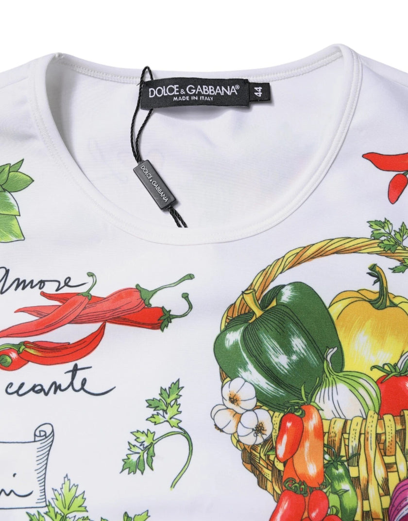 Dolce & Gabbana Multicolor Print Short Sleeves Cropped Top
