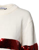Dolce & Gabbana White Sequined Crew Neck Pullover Sweater