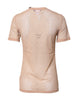 Dolce & Gabbana Beige Nylon Sheer Logo Monogram Crew Neck Top