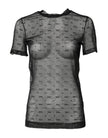 Dolce & Gabbana Black Nylon Sheer Logo Monogram Crew Neck Top