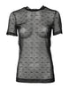 Dolce & Gabbana Black Nylon Sheer Logo Monogram Crew Neck Top
