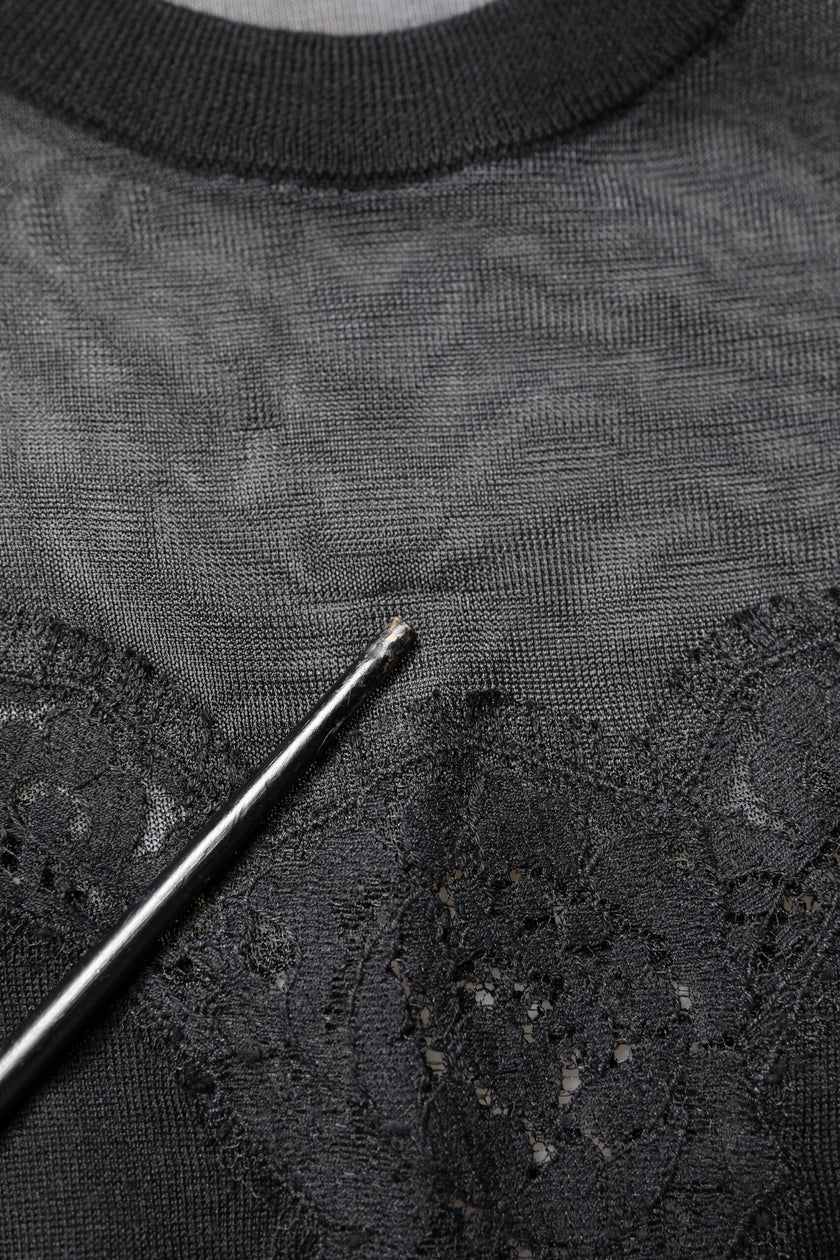 Dolce & Gabbana Black Lace Sheer Crew Neck Sleeveless Top