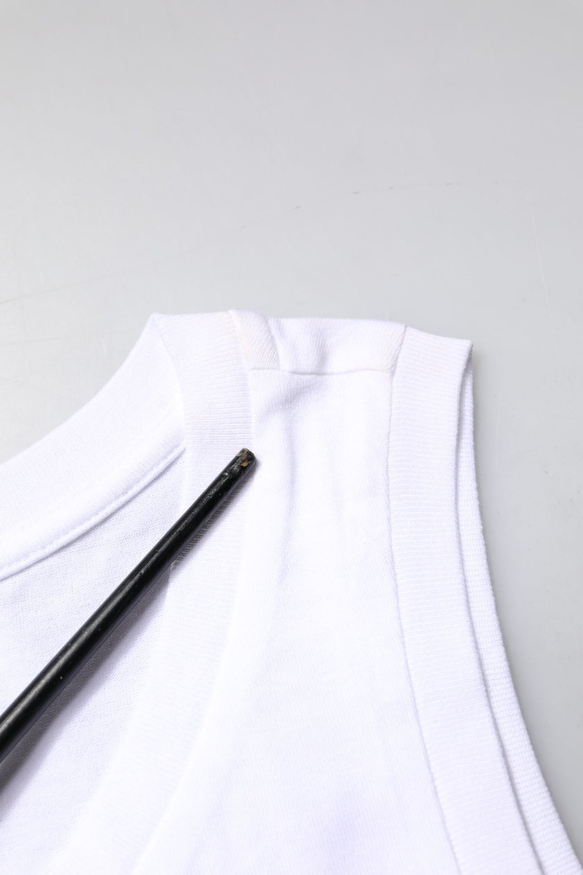 Dolce & Gabbana White Cotton Sleeveless Crew Neck T-shirt