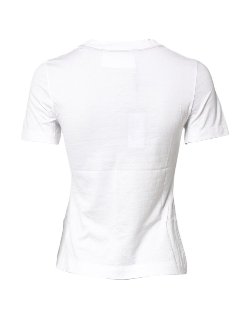 Dolce & Gabbana White Cotton Graphic Print Crew Neck T-shirt