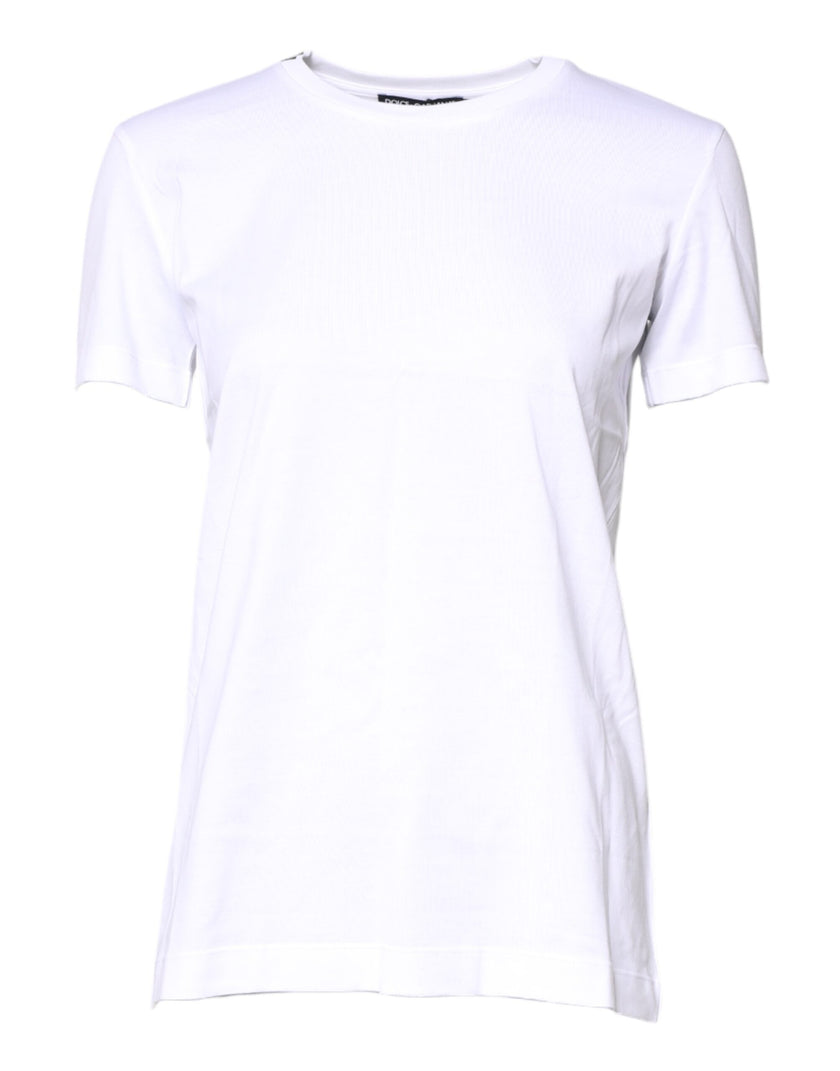 Dolce & Gabbana White Cotton Crew Neck Short Sleeves T-shirt