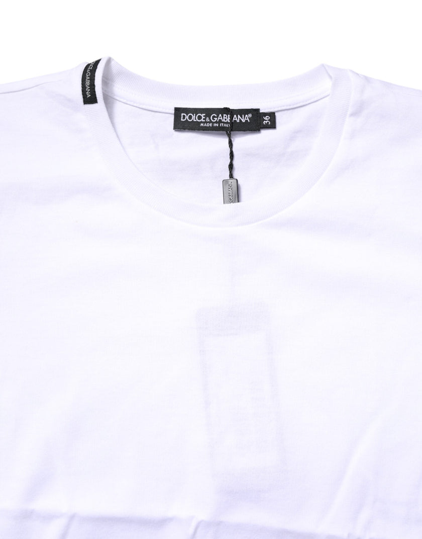 Dolce & Gabbana White Cotton Crew Neck Short Sleeves T-shirt