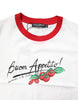 Dolce & Gabbana White Printed Round Neck Cropped Top T-shirt