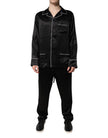Dolce & Gabbana Black Silk Shirt Pants Pajama Set Sleepwear