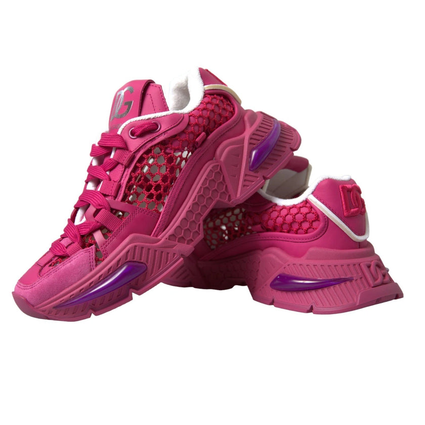 Dolce & Gabbana Pink Airmaster Mesh Panelled Low Top Sneakers Shoes