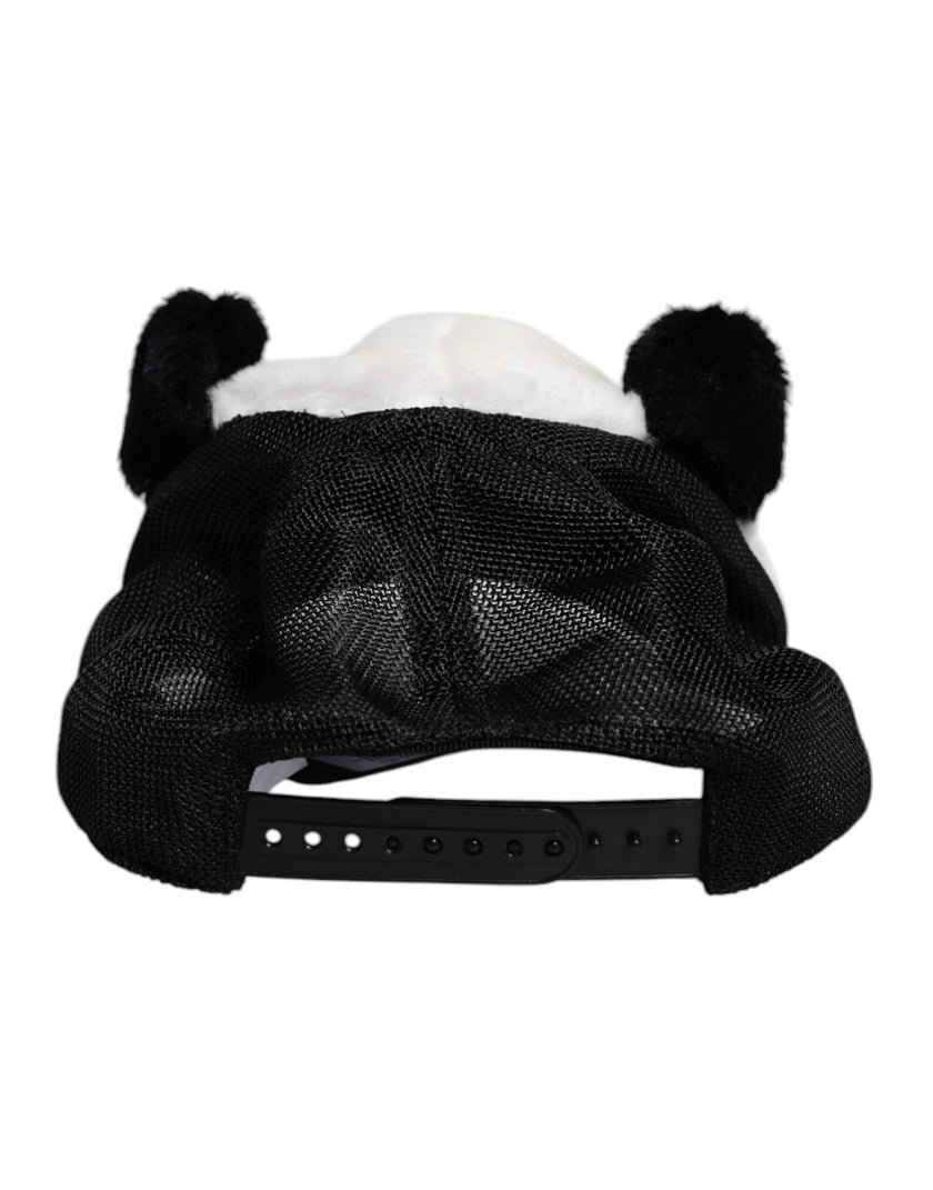 Dolce & Gabbana Black White Panda Fur Women Baseball Cap