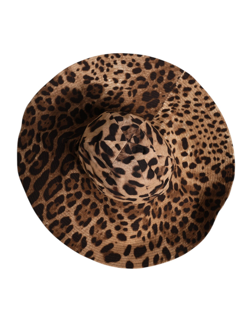 Dolce & Gabbana Brown Leopard Viscose Women Bucket Hat