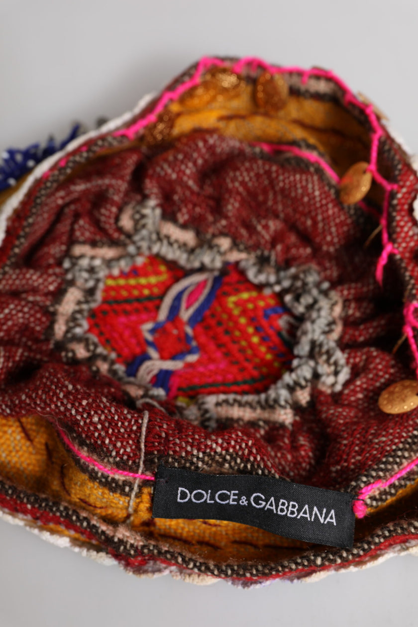 Dolce & Gabbana Multicolor Floral Sequin Knitted Embellished Hat