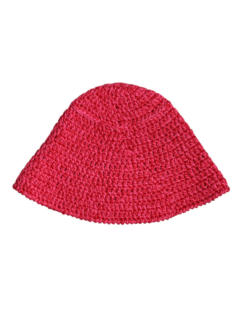 Dolce & Gabbana Red Cotton Crochet DG Logo Bucket Hat