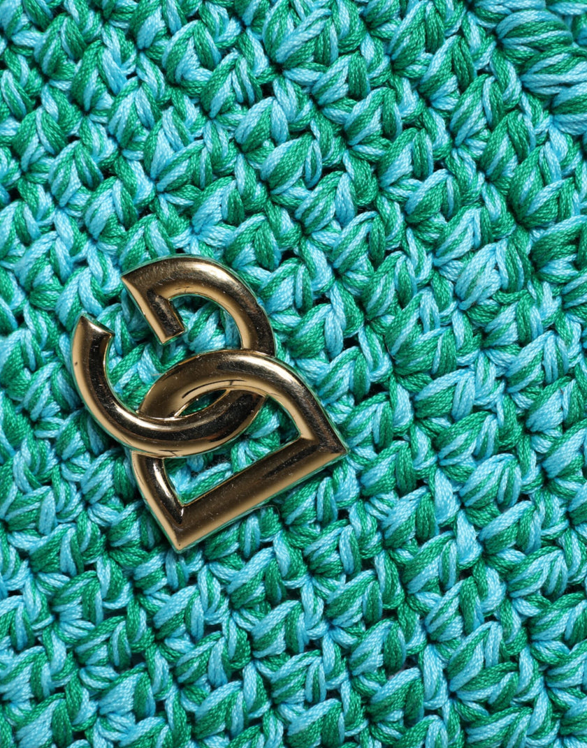 Dolce & Gabbana Green Cotton Crochet DG Logo Bucket Hat