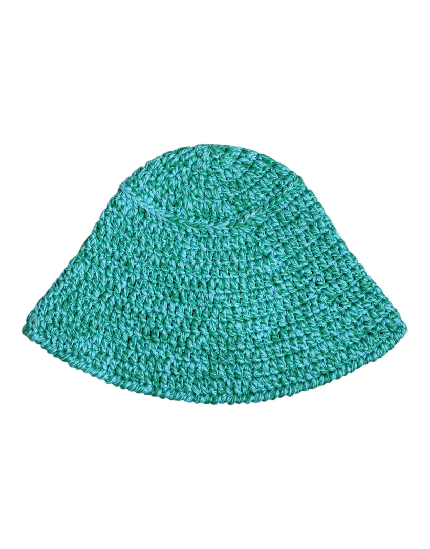 Dolce & Gabbana Green Cotton Crochet DG Logo Bucket Hat