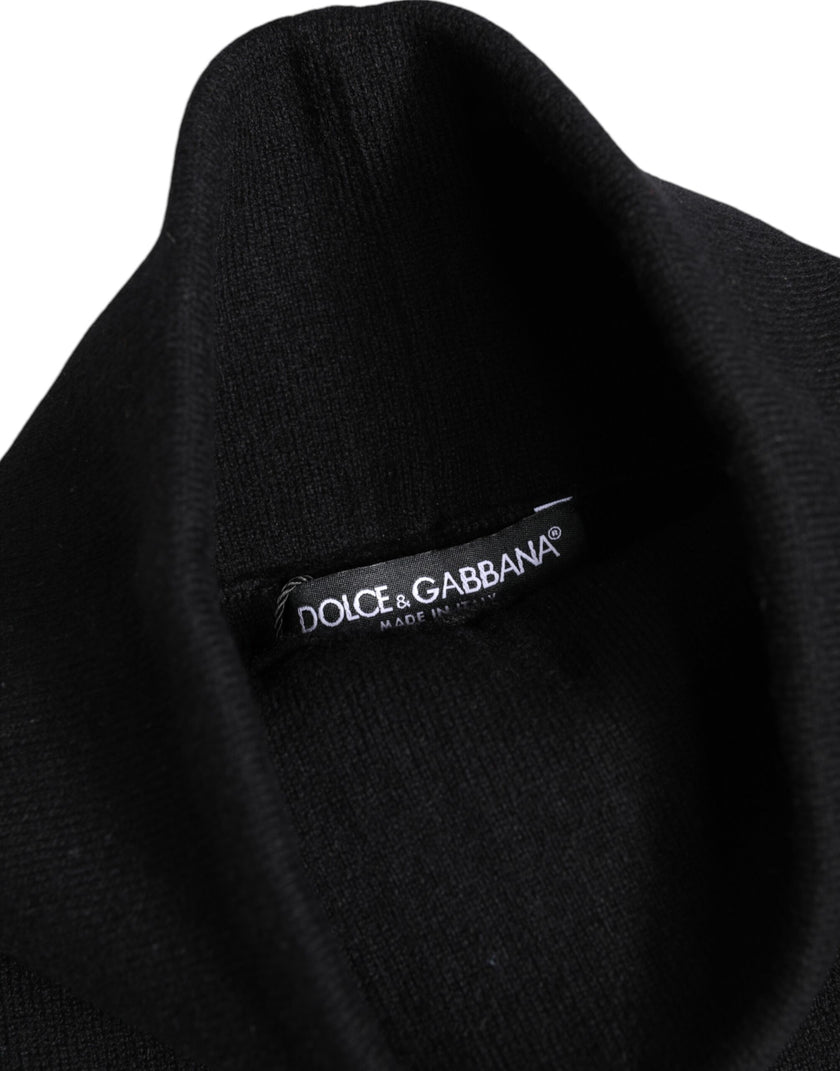 Dolce & Gabbana Black Cashmere Knitted Neck Warmer Foulard Scarf