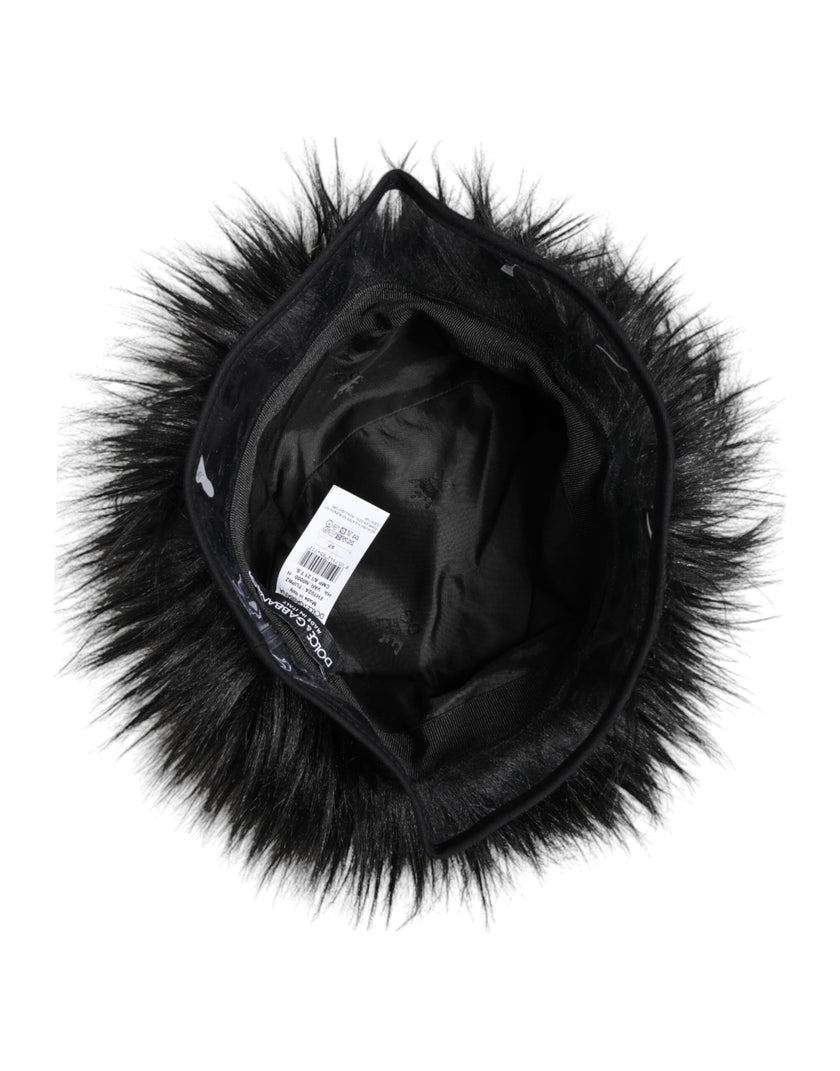 Dolce & Gabbana Black Faux Fur Bucket Hat