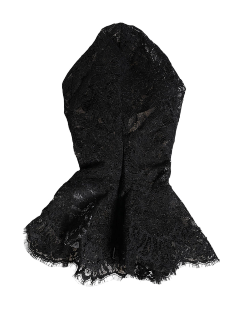 Dolce & Gabbana Black Floral Lace Whole Head Wrap Hat