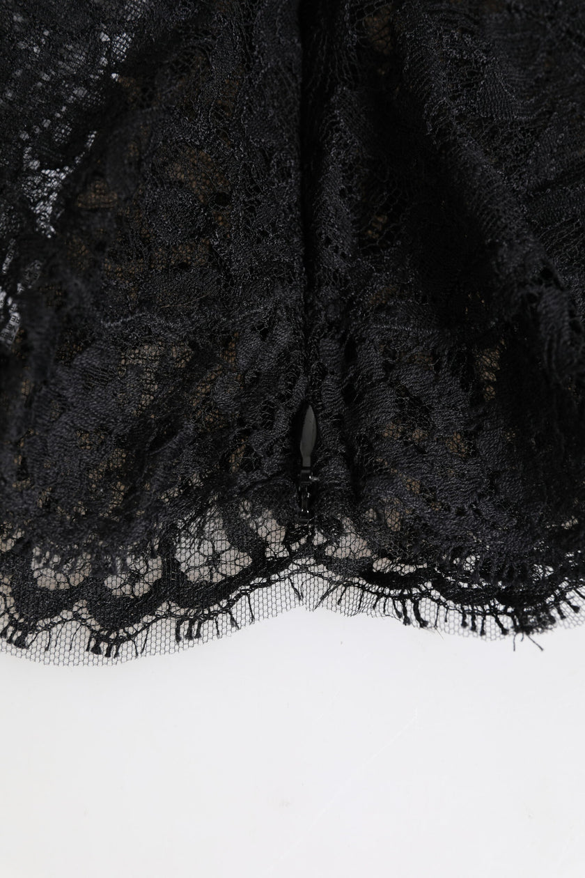 Dolce & Gabbana Black Floral Lace Whole Head Wrap Hat