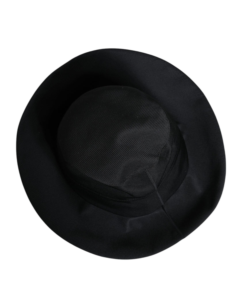 Dolce & Gabbana Black Cotton Wide Brim Fedora Hat