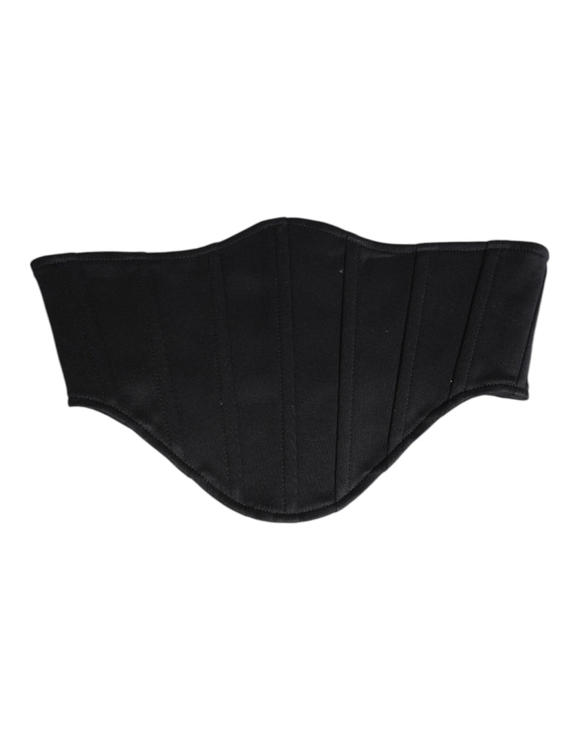 Dolce & Gabbana Black Cotton Waist Tuxedo Belt Cummerbund
