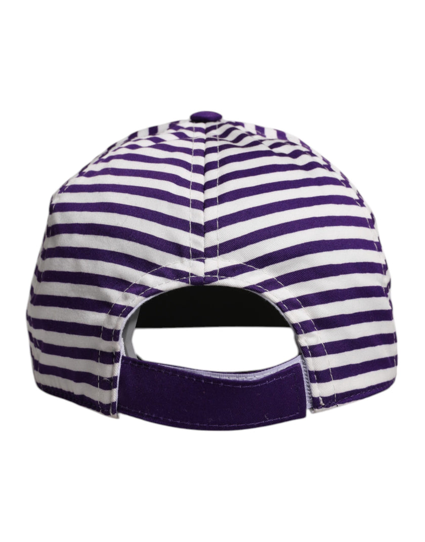 Dolce & Gabbana White Purple Stripe Cotton Women Baseball Cap
