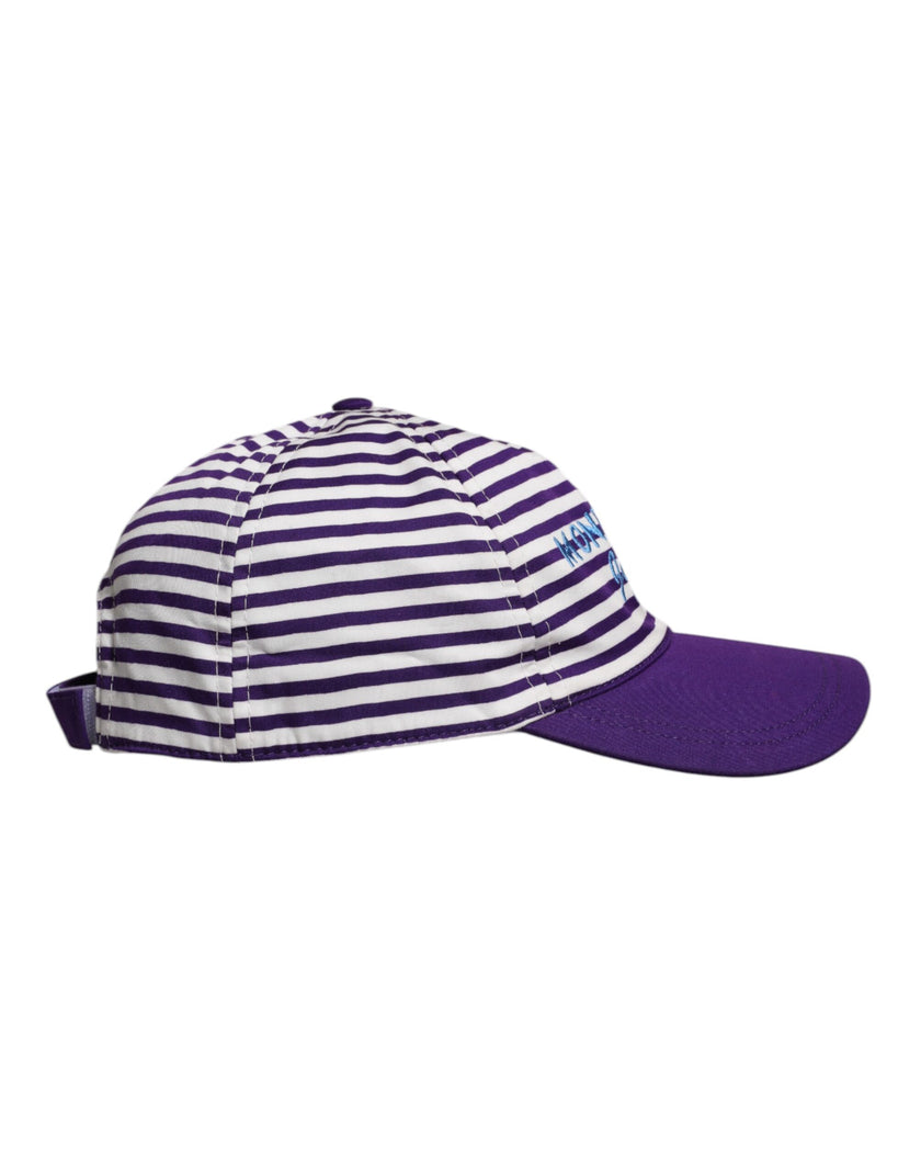 Dolce & Gabbana White Purple Stripe Cotton Women Baseball Cap