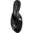 Dolce & Gabbana Black Python Leather Heels Slides Shoes