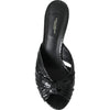 Dolce & Gabbana Black Python Leather Heels Slides Shoes