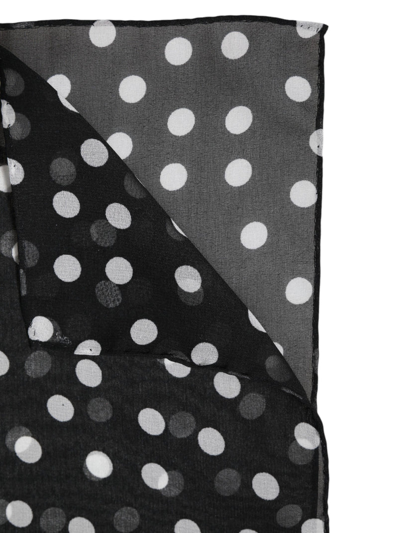 Dolce & Gabbana Black Polka Dots Polyester Wrap Shawl Scarf