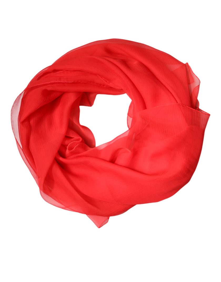 Dolce & Gabbana Red Silk Rectangle Women Wrap Shawl Scarf