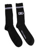 Dolce & Gabbana Black Cotton DG Logo Mid Calf Men Socks