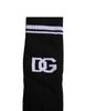 Dolce & Gabbana Black Cotton DG Logo Mid Calf Men Socks