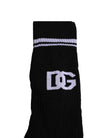 Dolce & Gabbana Black Cotton DG Logo Mid Calf Men Socks