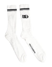 Dolce & Gabbana White Black DG Logo Print Stretch Mid Calf Socks