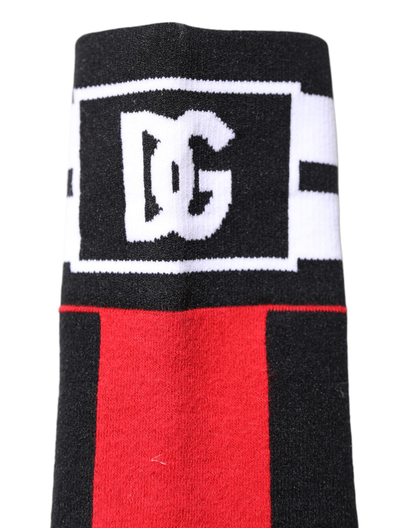 Dolce & Gabbana Red Cotton Stretch Printed Socks