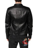 Dolce & Gabbana Black Sheep Leather Biker Full Zip Jacket