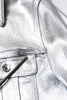 Dolce & Gabbana Silver Cotton Button Down Denim Biker Jacket