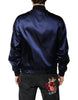 Dolce & Gabbana Blue Nylon DG Crown Full Zip Bomber Jacket