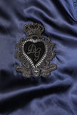 Dolce & Gabbana Blue Nylon DG Crown Full Zip Bomber Jacket