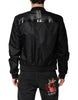 Dolce & Gabbana Black Lambskin Leather Biker Full Zip Jacket
