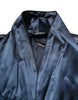 Dolce & Gabbana Blue Solid Silk Men Wrap Robe Coat Jacket