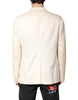 Dolce & Gabbana Beige Cashmere Double Breasted Coat Blazer