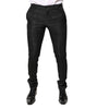 Dolce & Gabbana Black Floral Jacquard Mid Waist Dress Pants