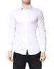 Dolce & Gabbana White Cotton GOLD Dress Formal Collared Shirt