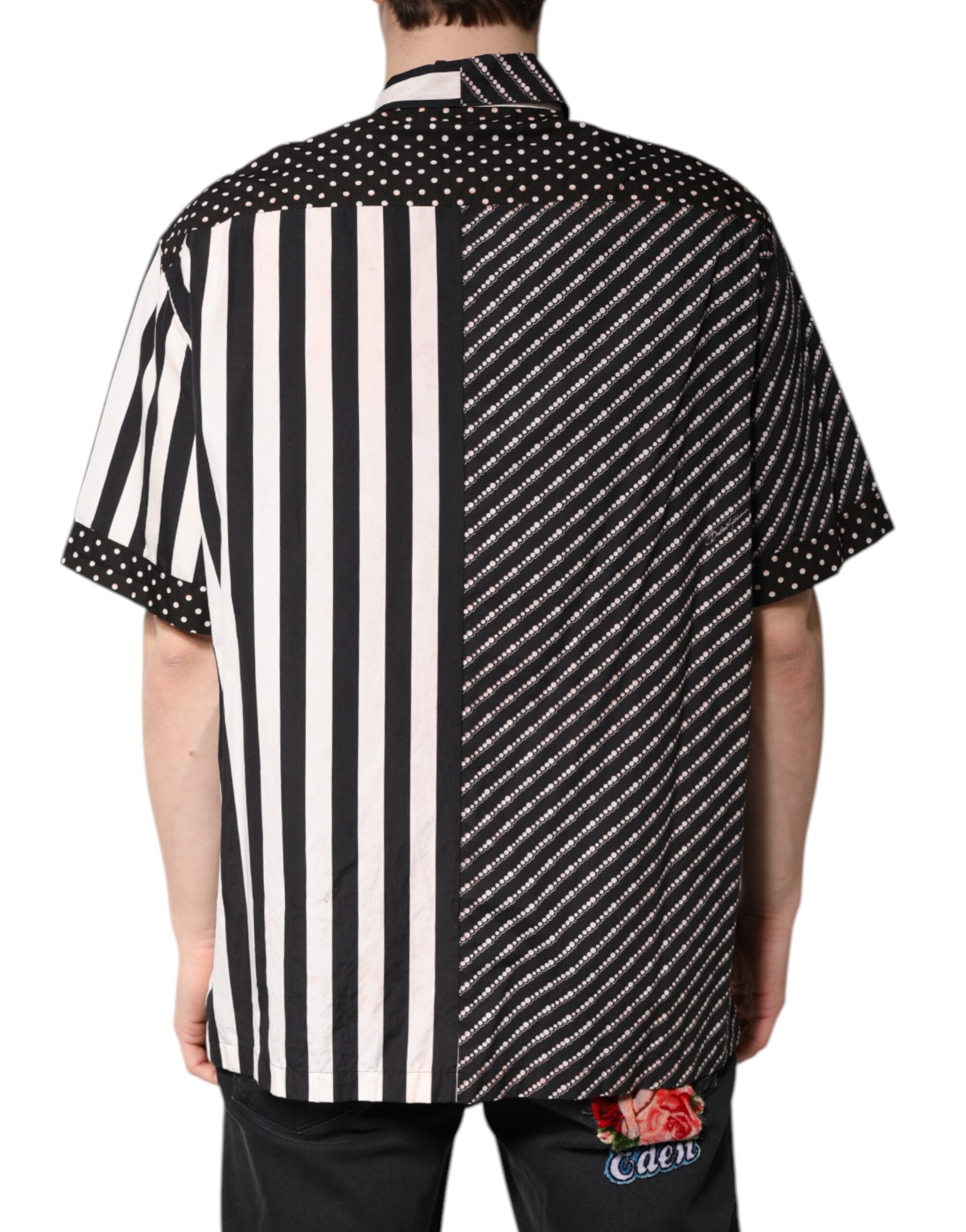 Dolce & Gabbana Black White Stripe Button Down Casual Shirt