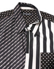 Dolce & Gabbana Black White Stripe Button Down Casual Shirt