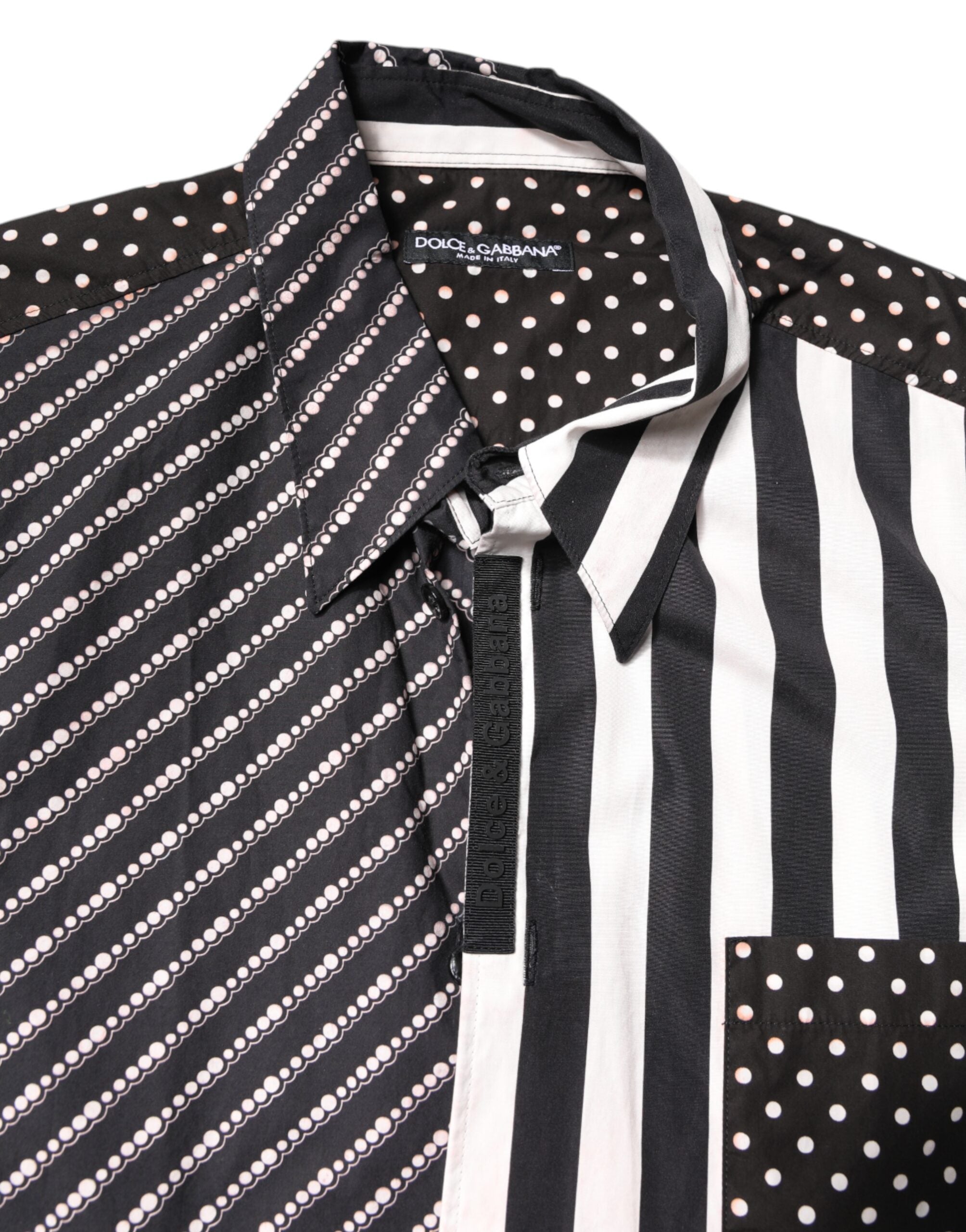 Dolce & Gabbana Black White Stripe Button Down Casual Shirt
