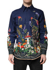 Dolce & Gabbana Blue Rabbit Print Long Sleeve Shirt